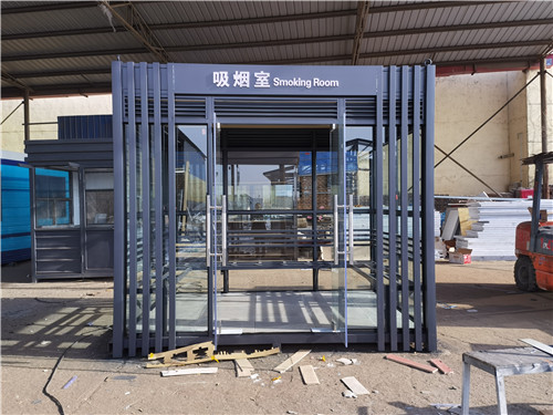 江西内蒙古工厂吸烟亭玻璃吸烟室完工